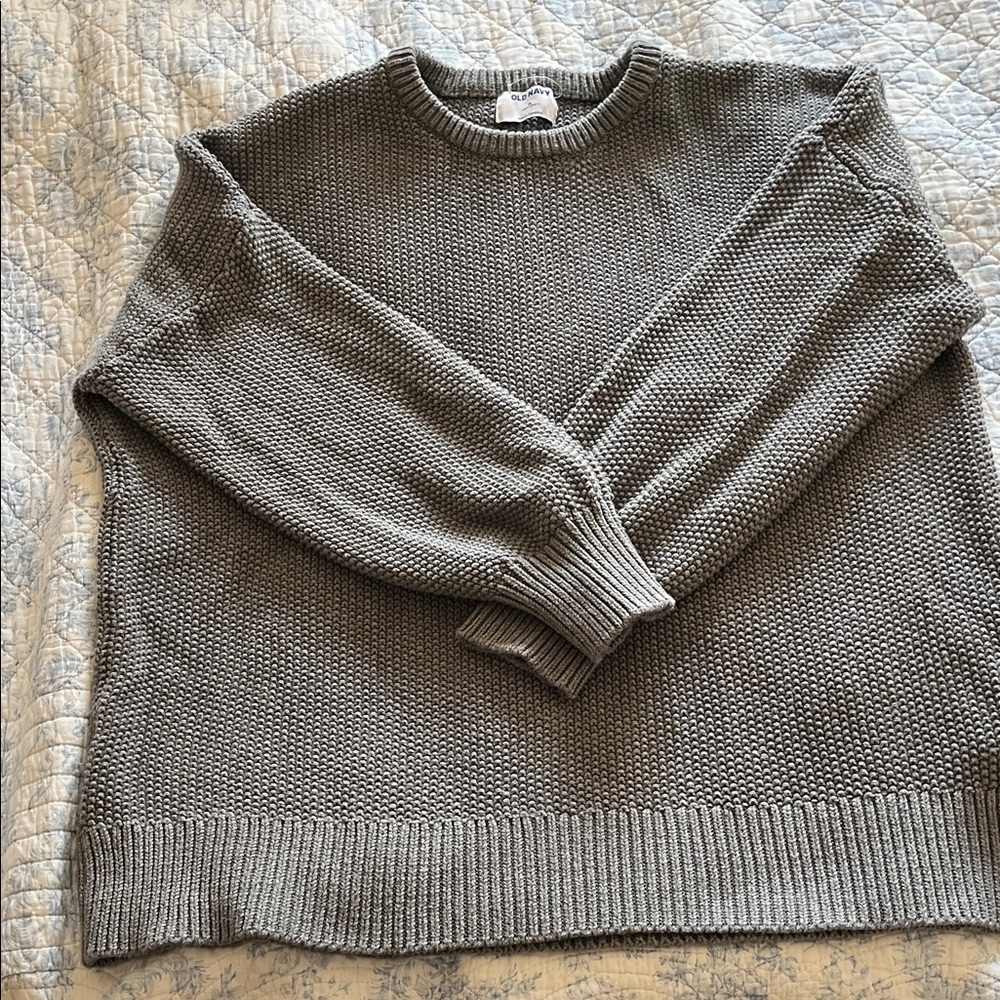 Old Navy Women’s Cotton Crewneck Sweater Gray Tunic Length XL
